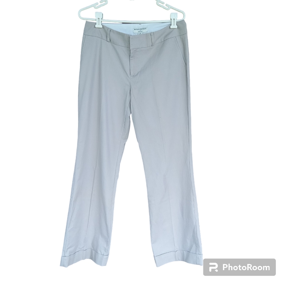 Banana Republic Martin Fit Women 10 Beige Mid Rise Cuffed Pockets Stretch